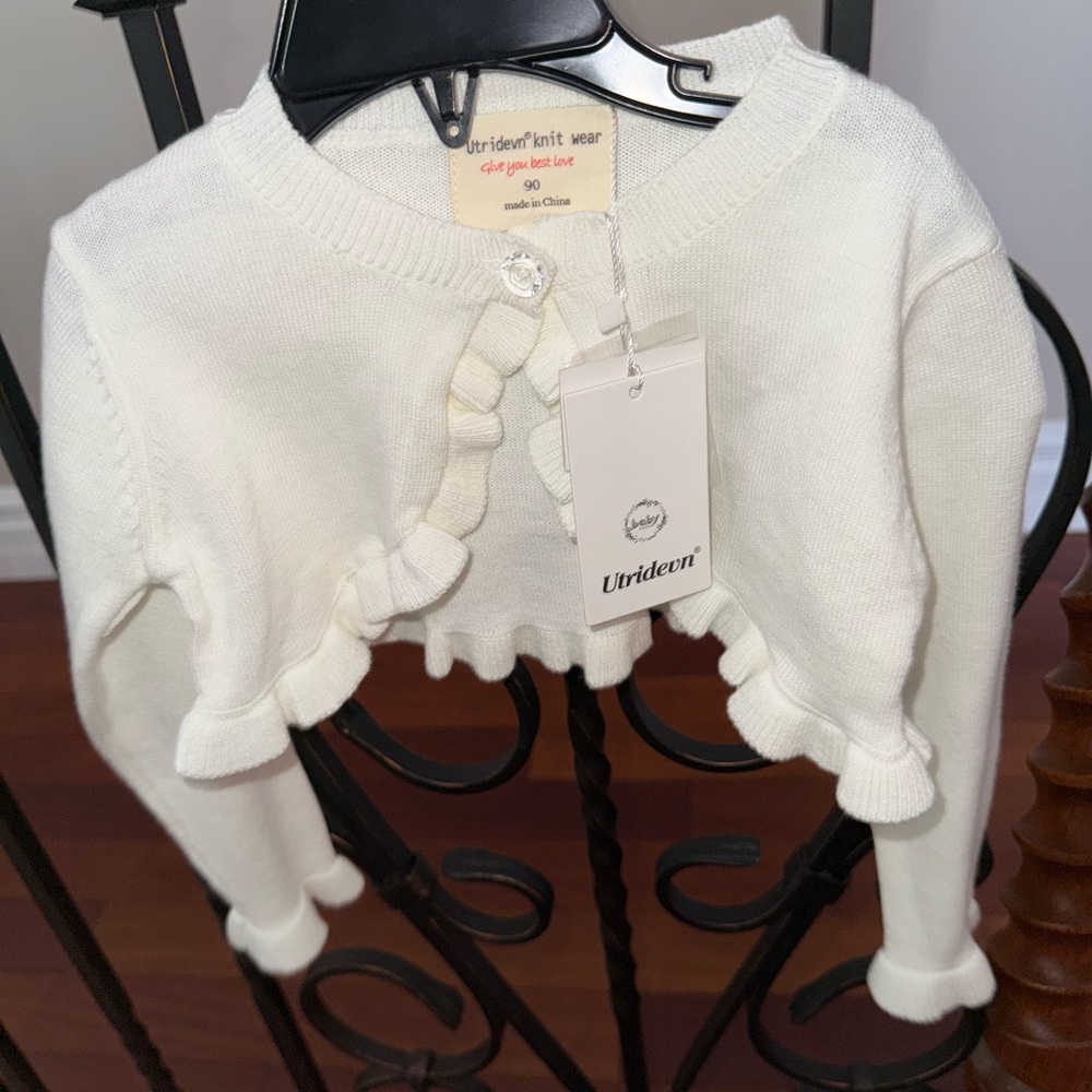 White Knit cardigan for kids